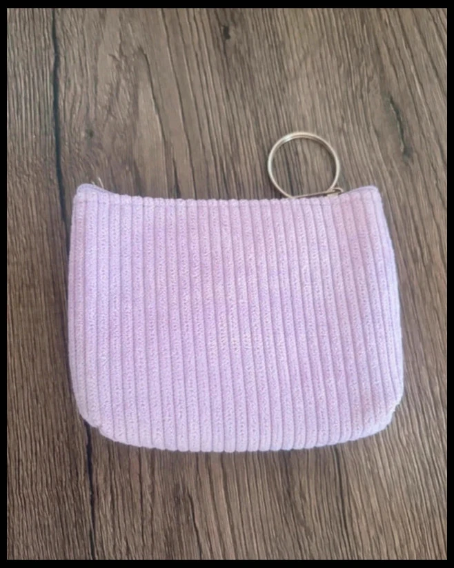Wallet with rose ribbed velvet keyring – photo 3